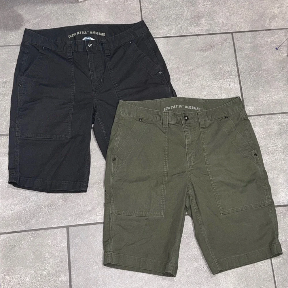 Duluth Trading Co CurveSetter Shorts Womens 10 Grey Green Lot 2 EUC Stretch - Picture 2 of 10